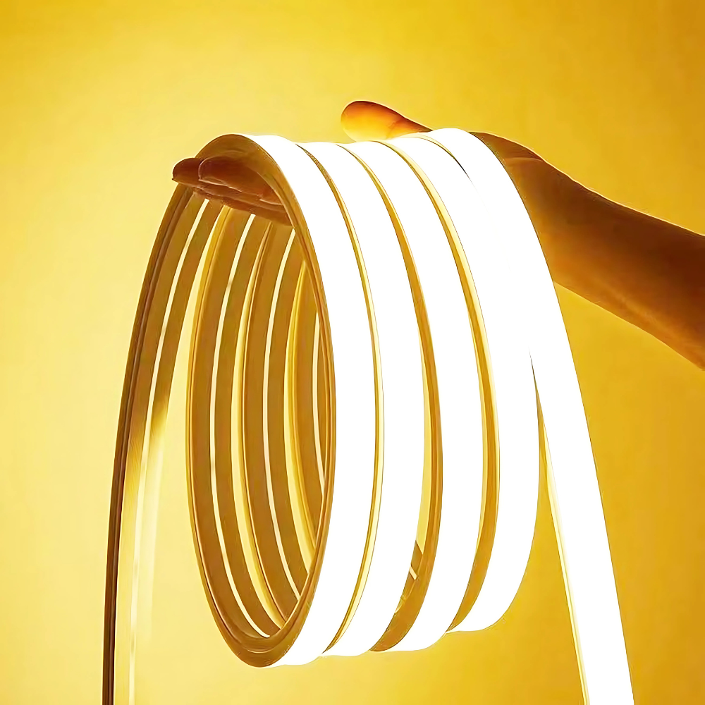 SLN12 Dotless Neon Soft Silicone Vertical Bending LED Strip Light 10x10mm 2.44W/ft DC12V IP68 16.4ft with Screws and Mounting Clips