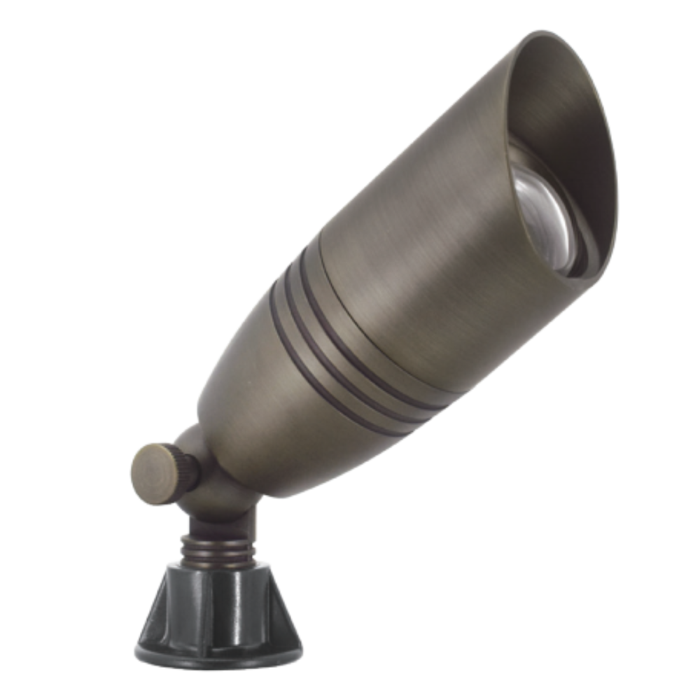 Outdoor Landscape Lighting LED 12V Low Voltage JT-LV-215 Solid Cast Brass Bullet Spotlight - MR16 12V Low Voltage Landscape Lighting Antique Brass