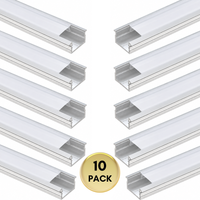 Outdoor Landscape Lighting LED 12V Low Voltage AP44M 8 ft Aluminum Channel Flush Mount 0.70″(W) x 0.31″(H) for LED Strip Lights | 10 Pack Silver