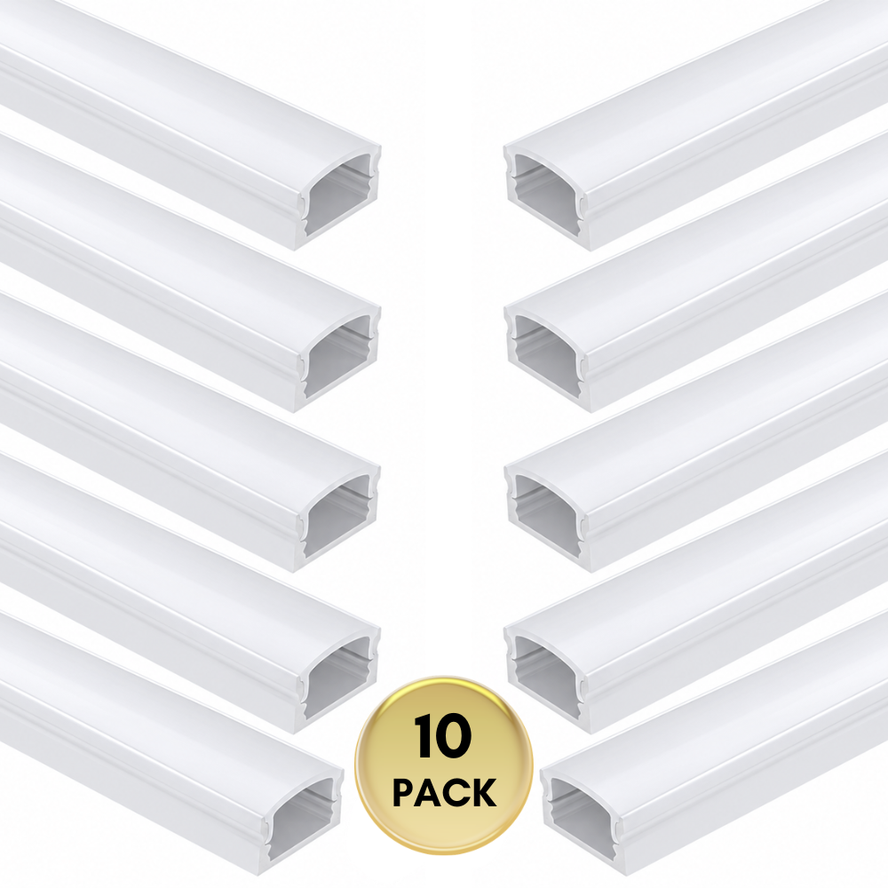 Outdoor Landscape Lighting LED 12V Low Voltage AP46M 8 ft Aluminum Channel Surface Mount 0.59″(W) x 0.31″(H) for LED Strip Lights | 10 Pack Silver