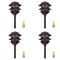 Outdoor Landscape Lighting LED 12V Low Voltage CDPA72 4x/8x/12x Package Black 12V AC/DC Aluminum 12V Low Voltage Landscape Lighting 3 Tier Pagoda Path Light 3W 3000K G4 Bulb 4 Pack Brown