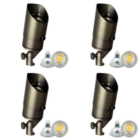 Outdoor Landscape Lighting LED 12V Low Voltage SPB05 4x/8x/12x Package LED Landscape 12V Low Voltage Brass Spotlight Adjustable Hood Outdoor Lighting with MR16 5W 3000K Bulb Natural Brass 4 Pack