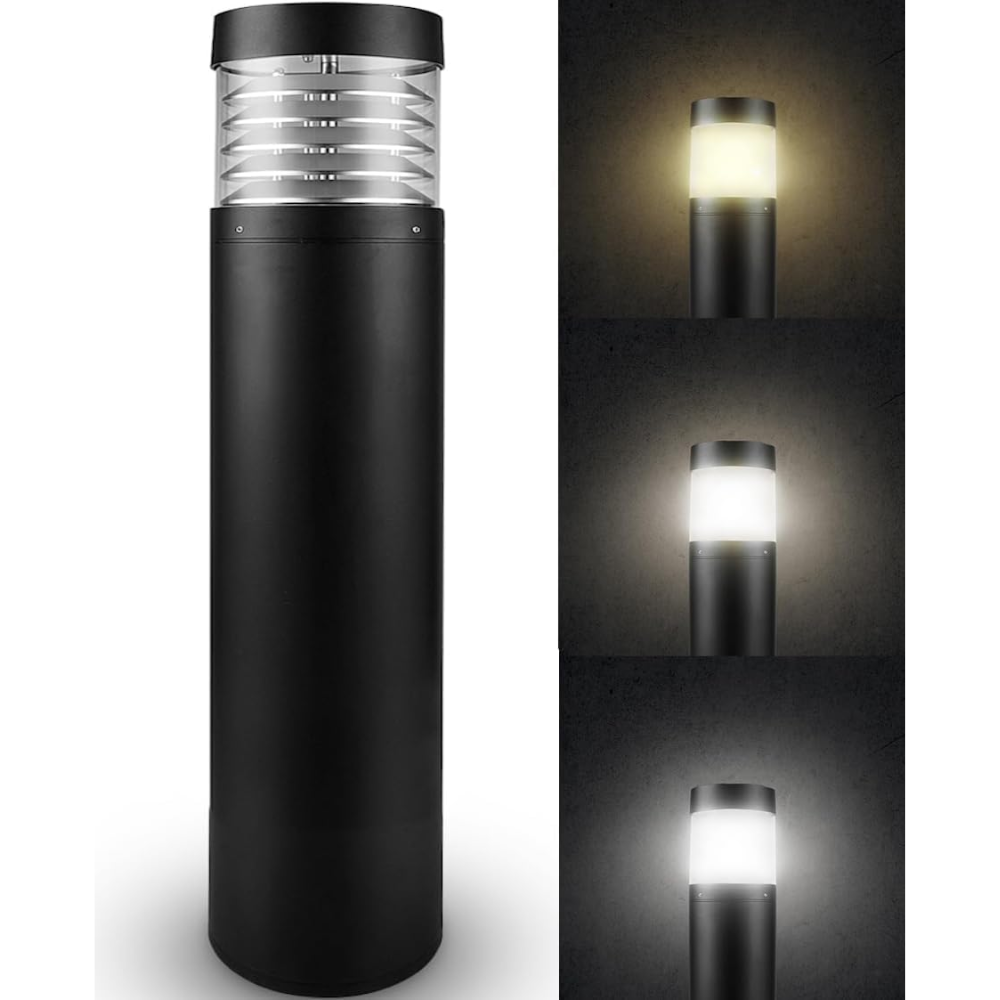 BPLA05 25" 120V 10W 3000K/4000K/5000K 3CCT 1000LM Black Aluminum Flat-Top Bollard Light Line Voltage Commercial Bollard Path Light Outdoor Lighting