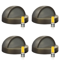 Outdoor Landscape Lighting LED 12V Low Voltage STB09 4x/8x/12x Package LED Brass Round Deck Light Surface Mount 12V Low Voltage Landscape Lighting 3W 3000K Bulb Natural Brass 4 Pack