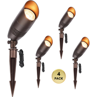 CDA02 4-Pack 9W 5CCT 2200K/2700K/3000K/4000K/5000K Selectable Integrated LED Bronze Aluminum Outdoor Spotlight Directional 12V AC/DC Low Voltage Landscape Lighting Package