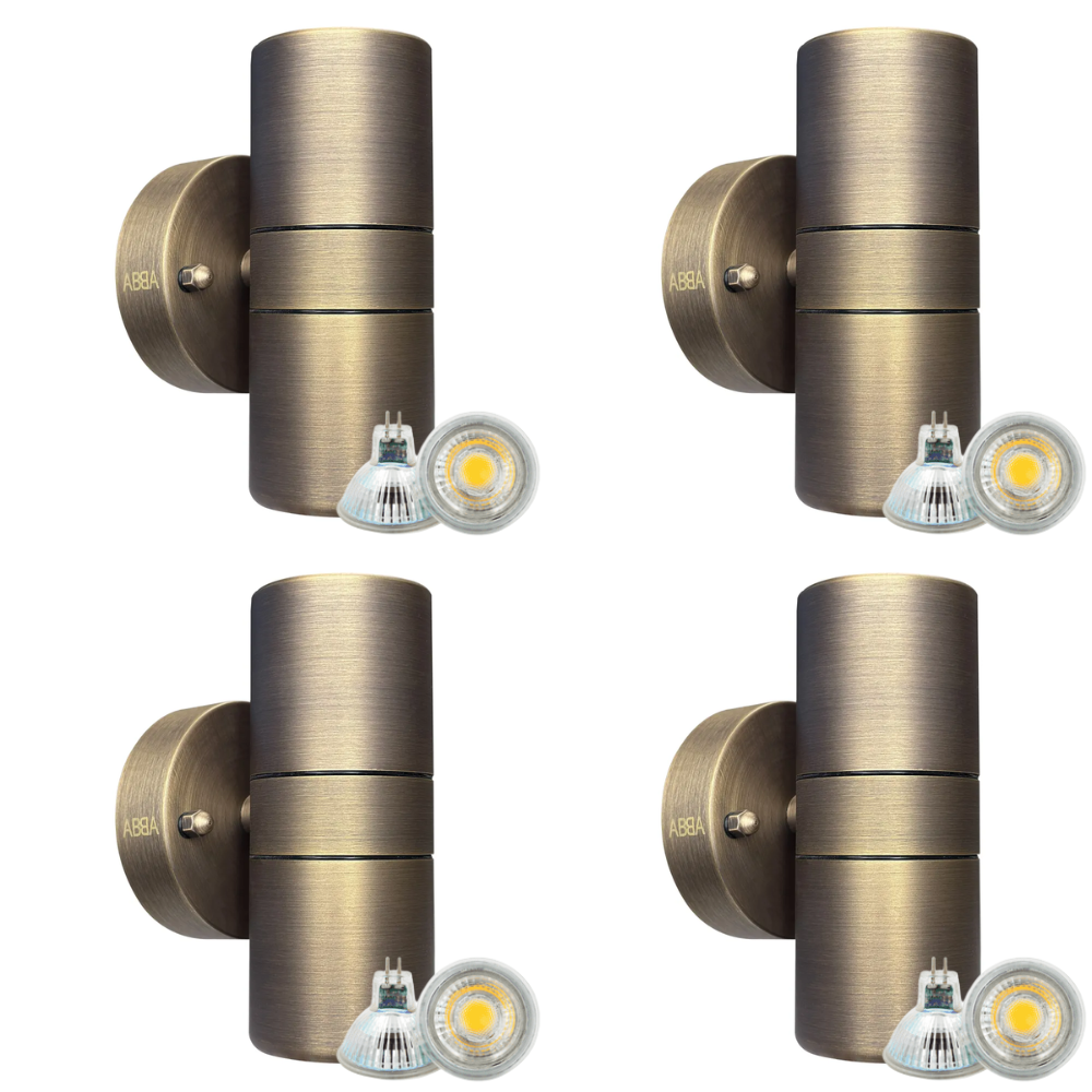 Outdoor Landscape Lighting LED 12V Low Voltage SCB05 4x/8x/12x Package LED Cylinder Up Down Light 2 Directional Brass Sconce Lighting with 12V Low Voltage 3W 3000K Bulb