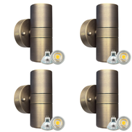 SCB05 4x/8x/12x Package LED Cylinder Up Down Light 2 Directional Brass Sconce Lighting with 12V Low Voltage 5W 3000K Bulb - 4 Pack