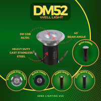 Outdoor Landscape Lighting LED 12V Low Voltage DM52 3W COB LED 12V Low Voltage Stainless Steel In-Ground Landscape Well Lights Waterproof Fixture