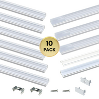 AC11 U-Shaped Rectangular Silver Finish Aluminum Channel with Transparent Clear Plastic Cover 3.3FT/1M or 6.6ft/2M For Max 12mm Width LED Strip Lights Pack of 6/10/20