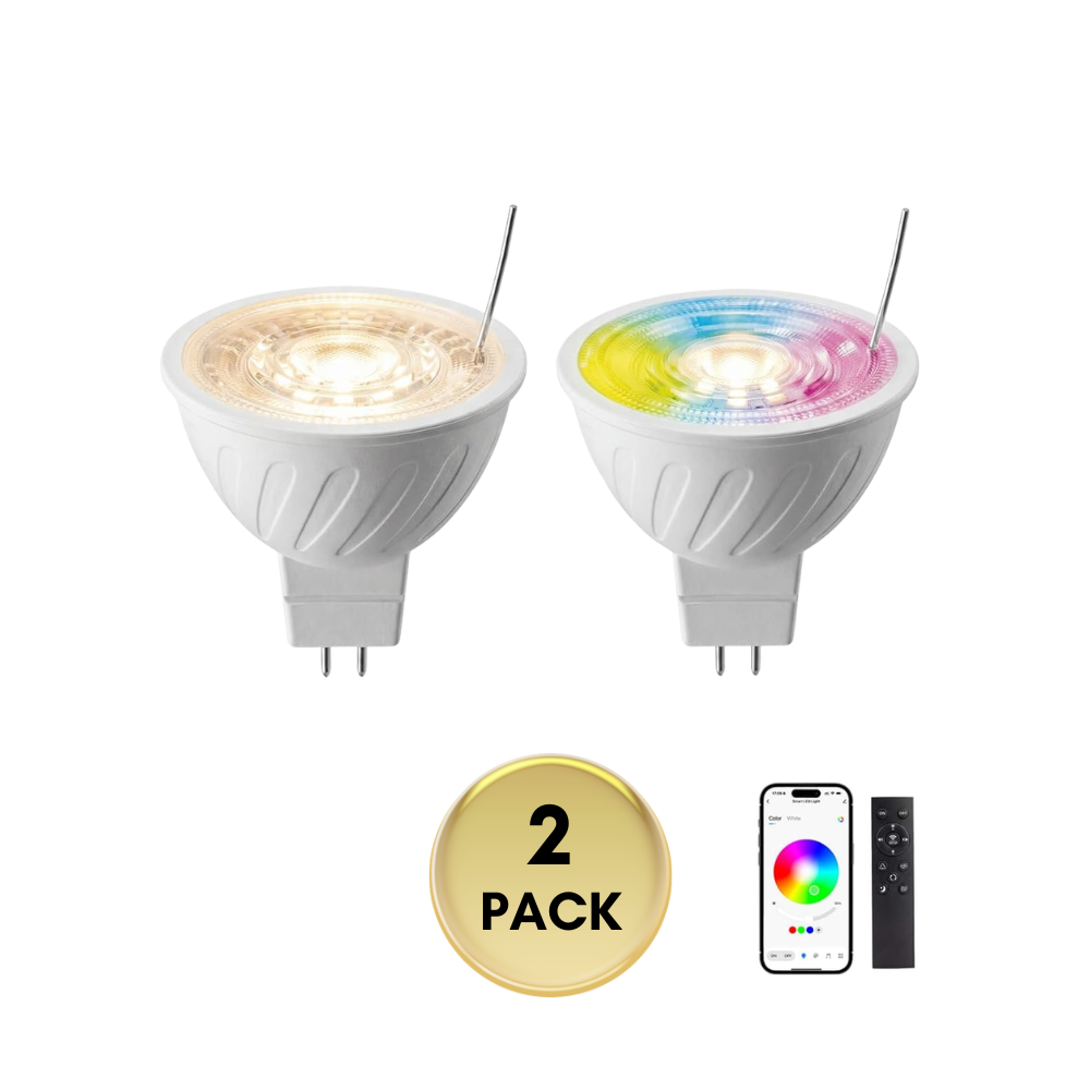 MR16 RGBCW 2700K-5000K Smart Bluetooth 5W 12V Low Voltage LED Bulbs 45° Dimmable Energy Saving Waterproof Light with Antenna and Remote Control