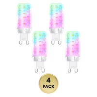 RGBCW G9 3W Smart WI-FI and Voice Control LED Light Bulb 4 Pack, Energy Saving RGBCW Color Changing 2700K-6500K 120V Outdoor LED Bulb Compatible with Alexa and Google Assistant