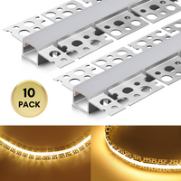 U-Shaped Drywall Trimless Recessed Flexible Track Aluminum Channel 6.6FT/2M a For Max 12mm LED Strip Lights Pack of 6 and 10