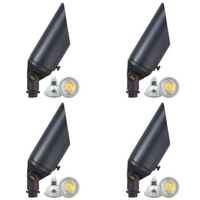 SPB04 4x/8x/12x Package Adjustable 12V Low Voltage LED Bullet Landscape Brass Spotlight Outdoor Lighting with 5W 3000K Bulb