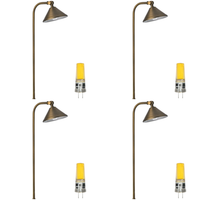 Outdoor Landscape Lighting LED 12V Low Voltage PLB05 4x/8x/12x Package LED 12V Low Voltage Landscape Brass Lighting Directional Pathway Light 2W 3000K Bulb 4 Pack