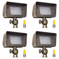 Outdoor Landscape Lighting LED 12V Low Voltage FPB01 4x/8x/12x Package Brass Rectangular LED Directional Floodlight Adjustable Lighting 12V Low Voltage 3W 3000K Bulb 4 Pack Natural Brass