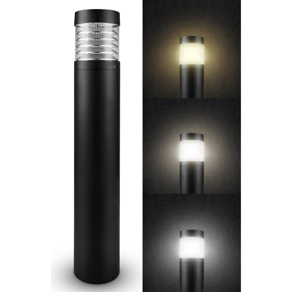 BPLA04 38" 120V 20W 3000K/4000K/5000K 3CCT 2400LM Black Aluminum Flat-Top Bollard Light Line Voltage Commercial Bollard Path Light Outdoor Lighting