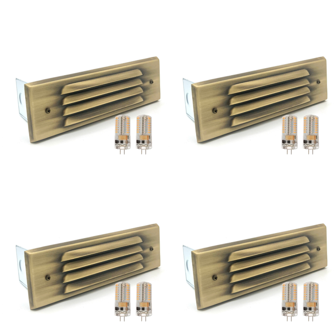 STBP04 Tulay Antique Brass Louvered Step Light 4x/8x/12x G4 2W Dimmable 2700K Package Low Voltage Landscape Lighting