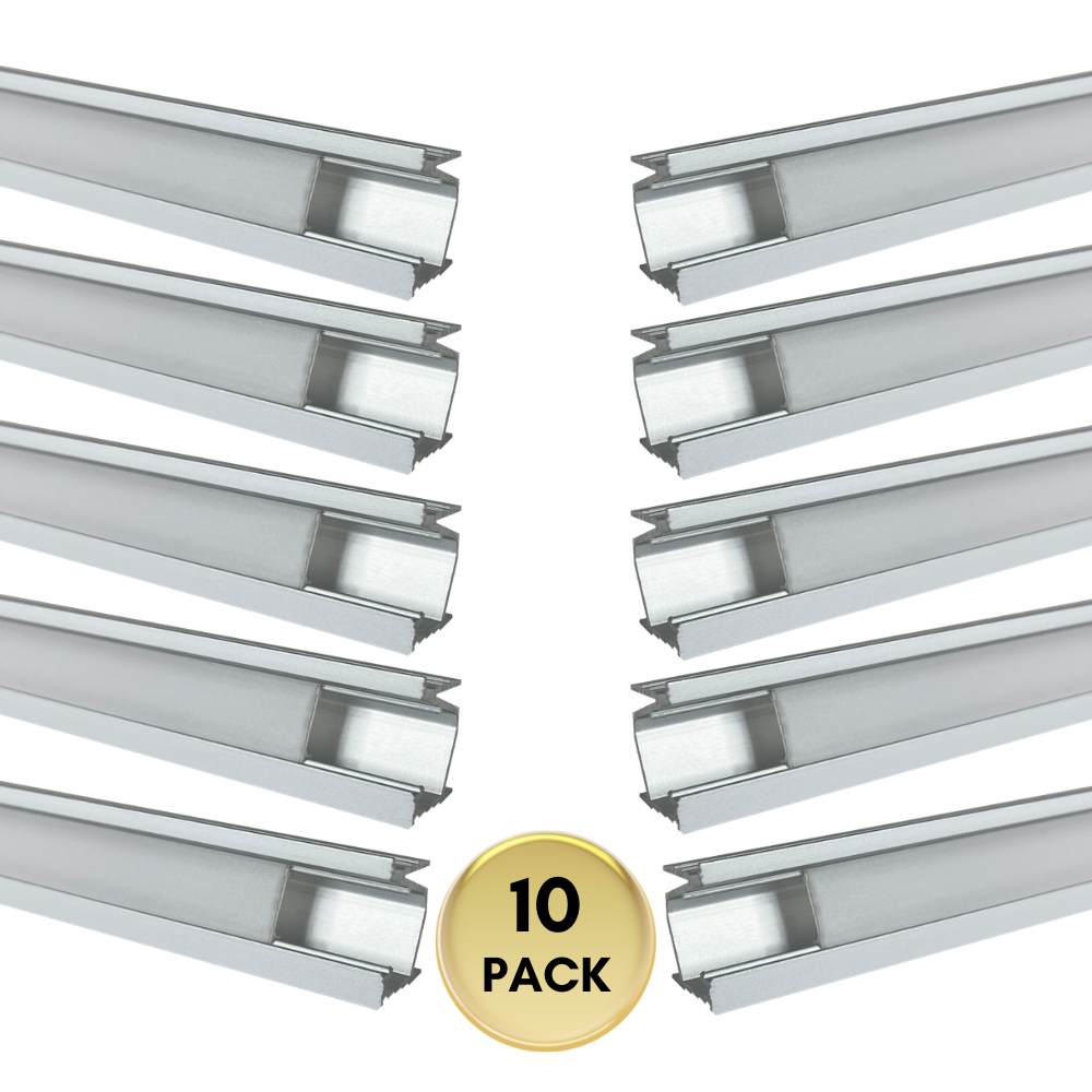 AP42 8 ft Aluminum Channel 0.78″ (W)  x .0.45″ (H) for LED Strip Light with Cover and End Caps | 25 Pack