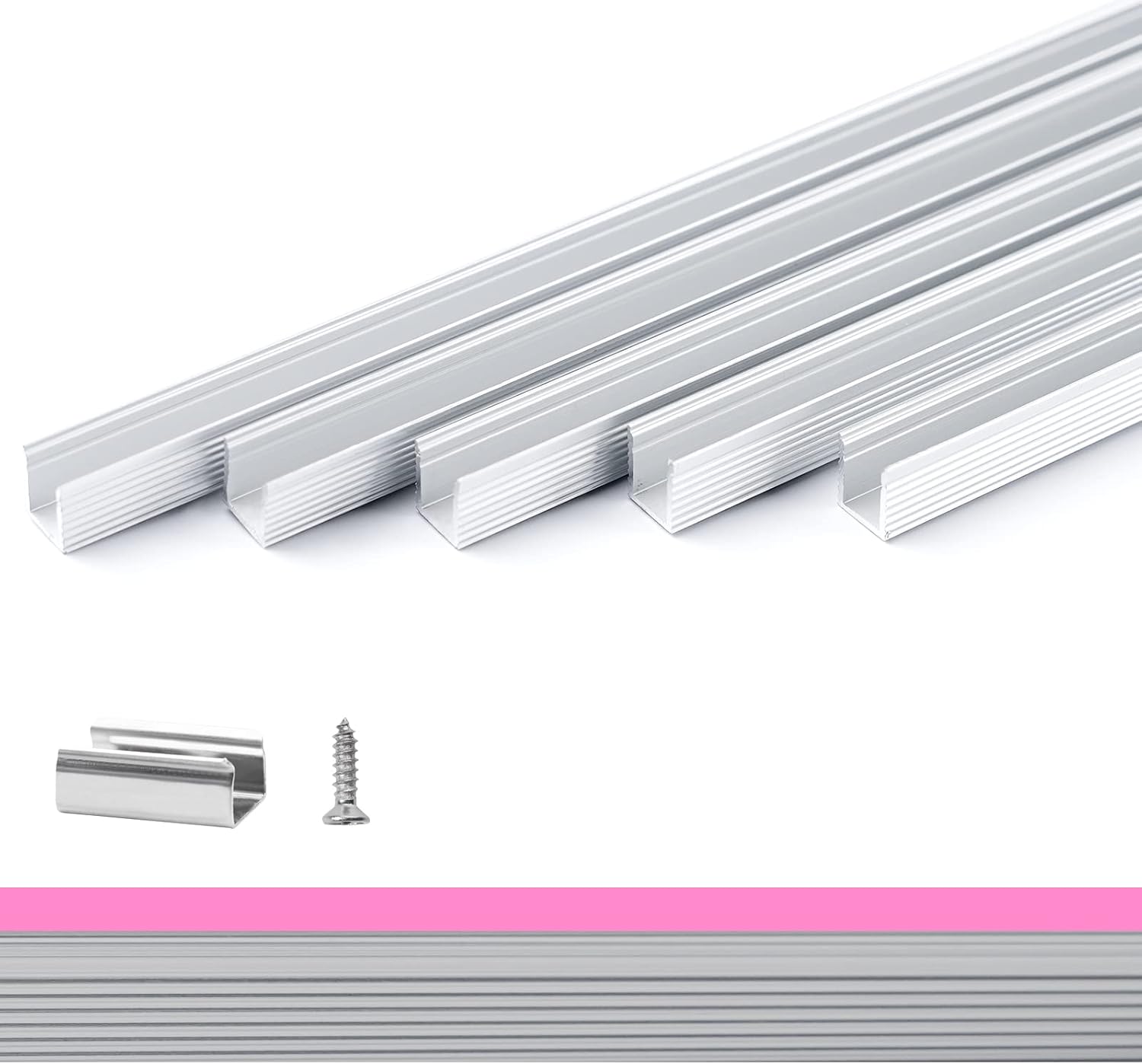 AC01 Aluminum Channel 3.3FT/1M For 6x12mm LED Silicon Neon Strip Lights Package