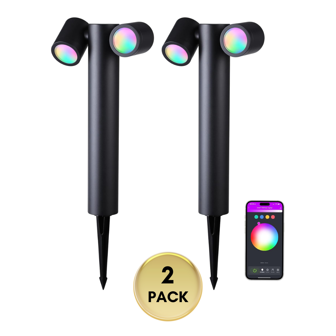 4-Pack of RGBCW Bluetooth Smart LED Path Lights | Durable Walk Way Lights