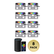ELRA05 8-Pack 2W 4" Smart RGBCW Color Changing 2700K-6500K Waterproof LED Stairs, Fence, Hardscape Step Light Fixture