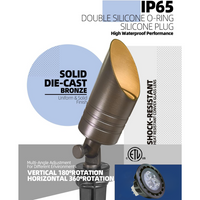 SPBA17 MR16 Brass Spotlight Package 12V AC/DC Low Voltage Outdoor Lighting with 5W 2700K Warm White Bulb