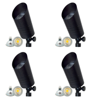 Outdoor Landscape Lighting LED 12V Low Voltage SPB09 4x/8x/12x Package with 3W 3000K Bulb 12V Low Voltage LED Outdoor Landscape Brass Spotlight Black Brass 4 Pack