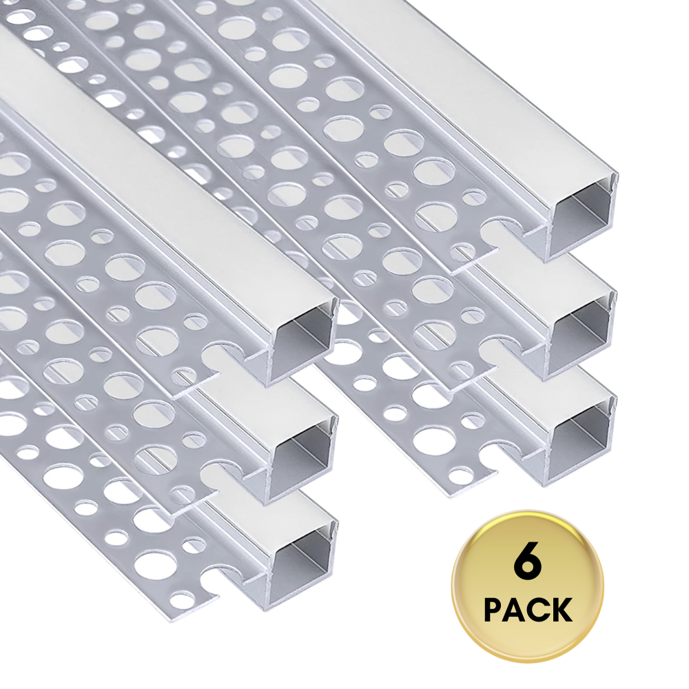 Outdoor Landscape Lighting LED 12V Low Voltage AC04 Plaster-In Drywall Trimless Track Aluminum Channel 3.3FT/1M For Max 13mm LED Strip Lights Pack of 6 6 Pack of 3.3ft (1M) - Single Edge Channel