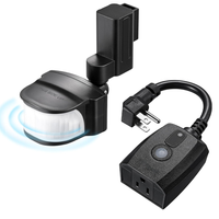 Outdoor Landscape Lighting LED 12V Low Voltage Wireless PIR 240° Sensing Angle Motion Sensor Outlet - 50FT Detection Range, 100FT Wireless Transmitter, Adjustable Angle, Plug & Play, 120V Line Voltage For Outdoor Security Flood Lights IP65 Waterproof