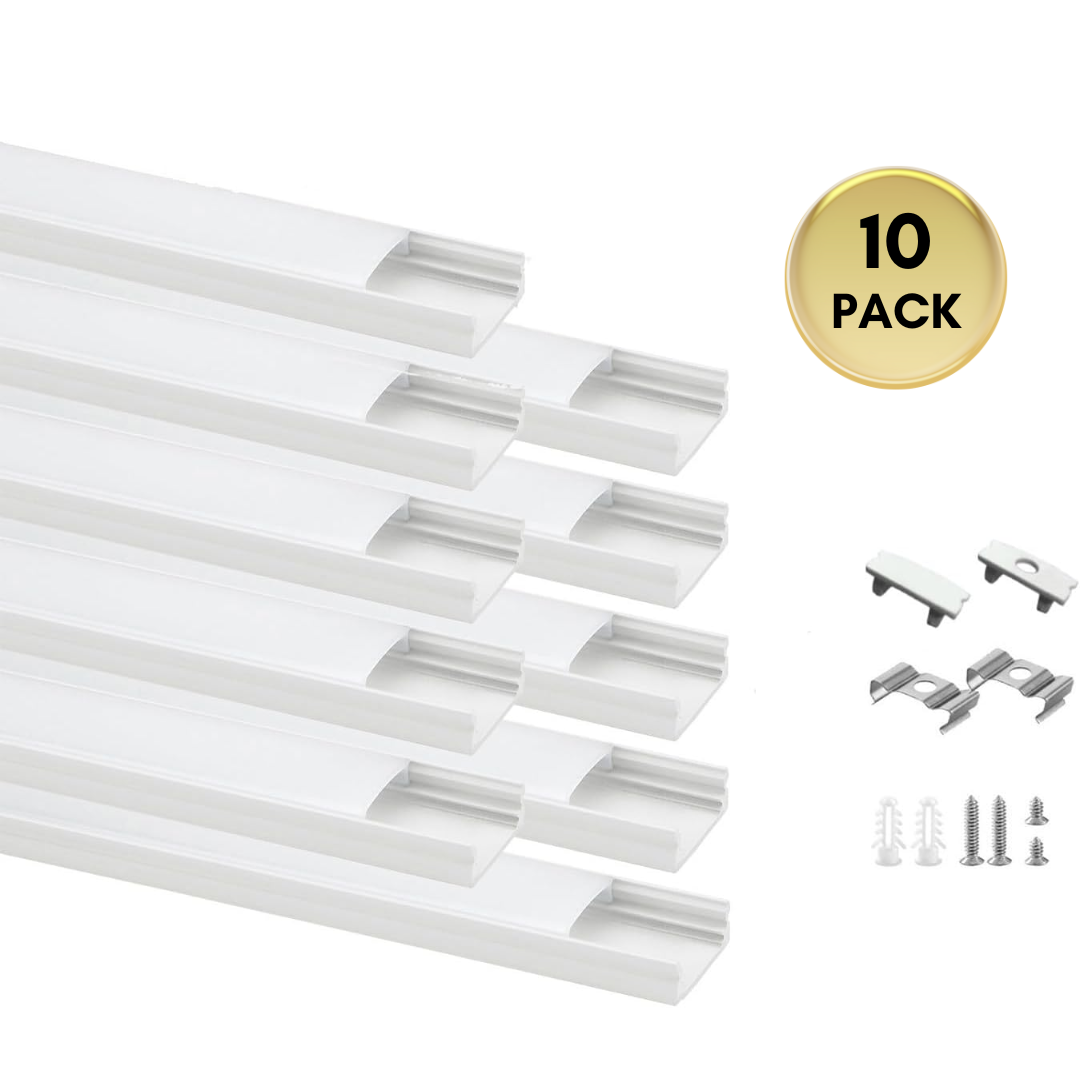 AC06 U-Shaped Silver or White Rectangular Aluminum Channel 3.3FT/1M Fo