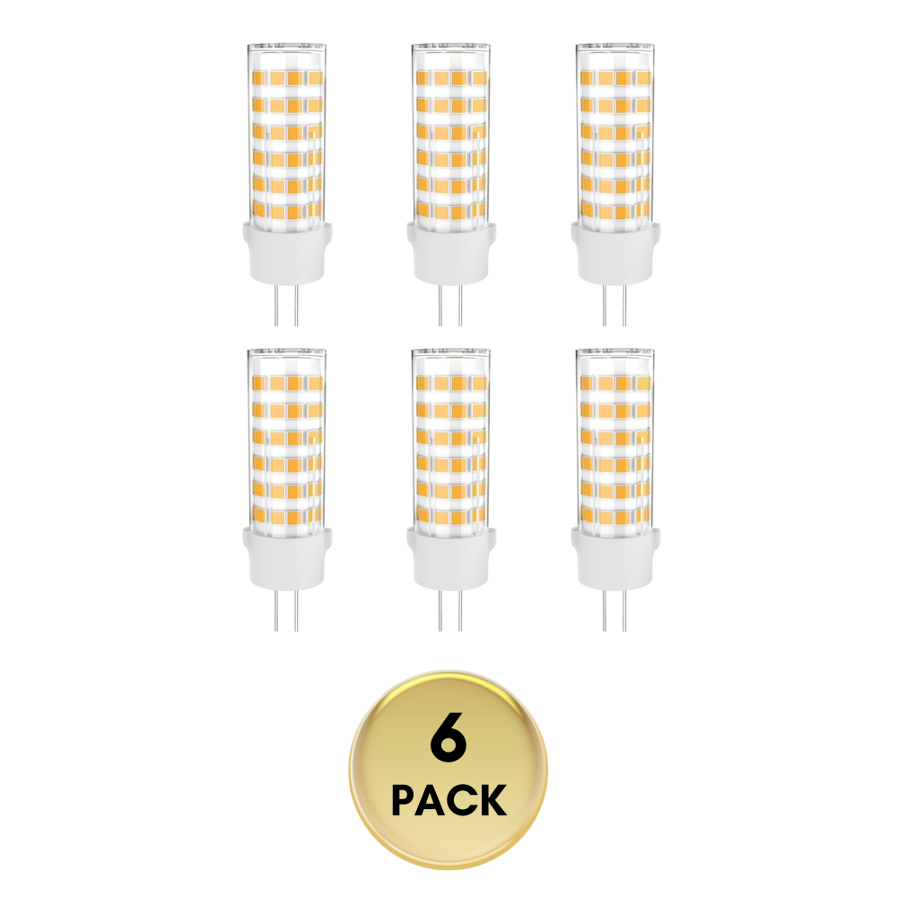 6-Pack 6W G4 12V AC/DC 2700K 600LM Non-Dimmable SMD Bi Pin LED Capsule Bulb Energy Efficient Light Package