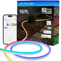 SLNR07 Dotless COB Smart Wi-Fi RGB Neon LED Strip Light 120V IP67 Outdoor Rated Dimmable High Voltage Silicone Strip Light with Mounting Clips, Screws, Power Adapter and Remote Control