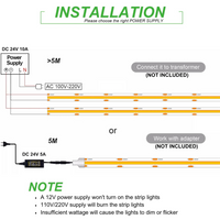 SLD13 Dotless Linear LED Dimmable, 6.1W/ft 16.4ft COB Strip Lights IP65 Low Voltage 10mm/12mm DC24V Diffused Tape Light