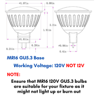 6-Pack MR16 5W 120V GU5.3 LED Bulbs Dimmable Energy Saving Light 120 Degree Beam Angle Line Voltage