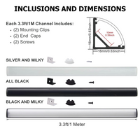 AC08 V-Shaped Corner Aluminum Channel 3.3FT/1M For Max 10mm Width LED Strip Lights Pack of 6/10/20