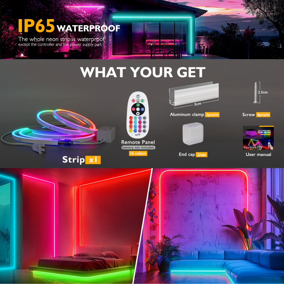 Single Rgb Led Light SLN012 RGB Neon LED Light 120V IP65