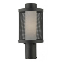 20684-14 Nottingham Medium Base Light Bulb Socket Medium Outdoor Post Top Lantern Stainless Steel and Textured Black Stainless Steel Mesh with Satin Opal White Glass 120V for Garden, Exterior Post