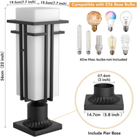CPLA08 Outdoor Aluminum Post Mounted Lantern Pendant Light Post for Pole Lighting Porch Patio Pier With 3