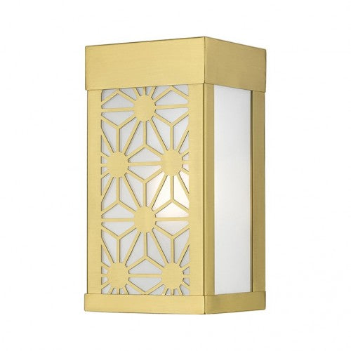 24321-32 Berkeley Outdoor 1 E26 Medium Base Light Bulb Socket Outdoor ADA-Compliant Stainless Steel Wall Sconce 4.5"x8.5" Satin Gold Finish 120V for Garden, Interior, Exterior and Patio