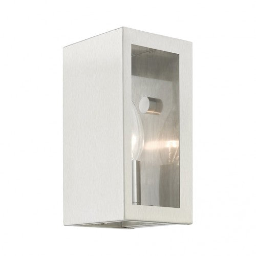 29121-91 Winfield Outdoor 1 E12 Candelabra Base Light Bulb Socket Outdoor ADA-Compliant Stainless Steel Wall Sconce 4.5"x8.5" Brushed Nickel Finish 120V for Garden, Interior, Exterior and Patio
