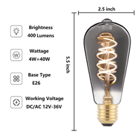 E26 4W 12V-36V 2700K AC/DC LED Spiral Filament Edison Bulbs Package Dimmable Energy Saving Low Voltage Light Bulb