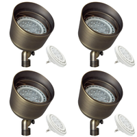 Outdoor Landscape Lighting LED 12V Low Voltage SPB07 4x/8x/12x Brass 12V Outdoor Flood Light Low Voltage LED Landscape Lighting with PAR36 10W 160° 3000K Bulb 4 Pack Natural Brass