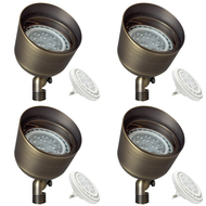 SPB07 Latón PAR36 Luz de inundación para exteriores Iluminación de paisaje LED de bajo voltaje - 4 Pack / Natural Brass