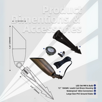 SPBA19 MR16 Natural Brass Spotlight Package 12V AC/DC Low Voltage Outdoor Lighting with 5W 2700K Warm White Bulb