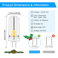 G4 Bi Pin LED Cápsula 12V Bombilla Luz de bajo consumo IP65 Impermeable 