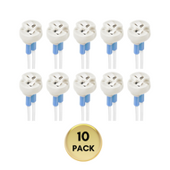 Ceramic Socket Adapter for G4, G6.35, MR11, MR16 Bulbs Package – 12V-250V Heat-Resistant Light Bulb Holder for Halogen and LED – Replacement Connector - 10 Pack