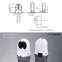 Plastic Sockets for T5 Bulbs and Lamps Package – 2A 12V-500V Max 80W Heat-Resistant Light Bulb Holder for G5 Based  LED and Fluorescent Tune Lights – Replacement Sockets