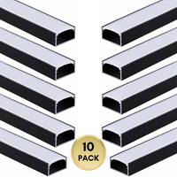 Outdoor Landscape Lighting LED 12V Low Voltage AP46M 8 ft Aluminum Channel Surface Mount 0.59″(W) x 0.31″(H) for LED Strip Lights | 10 Pack Black