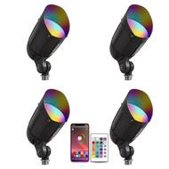 CDRA30 4x/8x/12x Package 30W 12V Low Voltage Smart Bluetooth RGBW Narrow Beam Directional Outdoor Landscape Aluminum Spotlight - 4 Pack