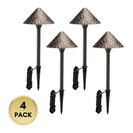 ALP49 4- and 12-Pack 3W 3000K Warm White Integrated LED Low Voltage Cast Aluminum Landscape Pathway Lights Package, Driveway Walkway Light - Bronze / 4 Pack